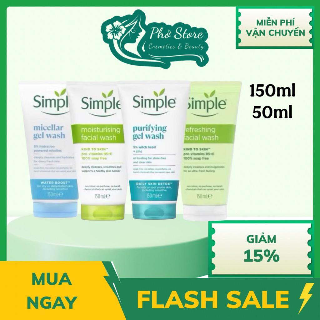 [DIỆN MẠO MỚI] Sữa Rửa Mặt Simple lành tính và hiệu quả cho mọi loại da 150ml