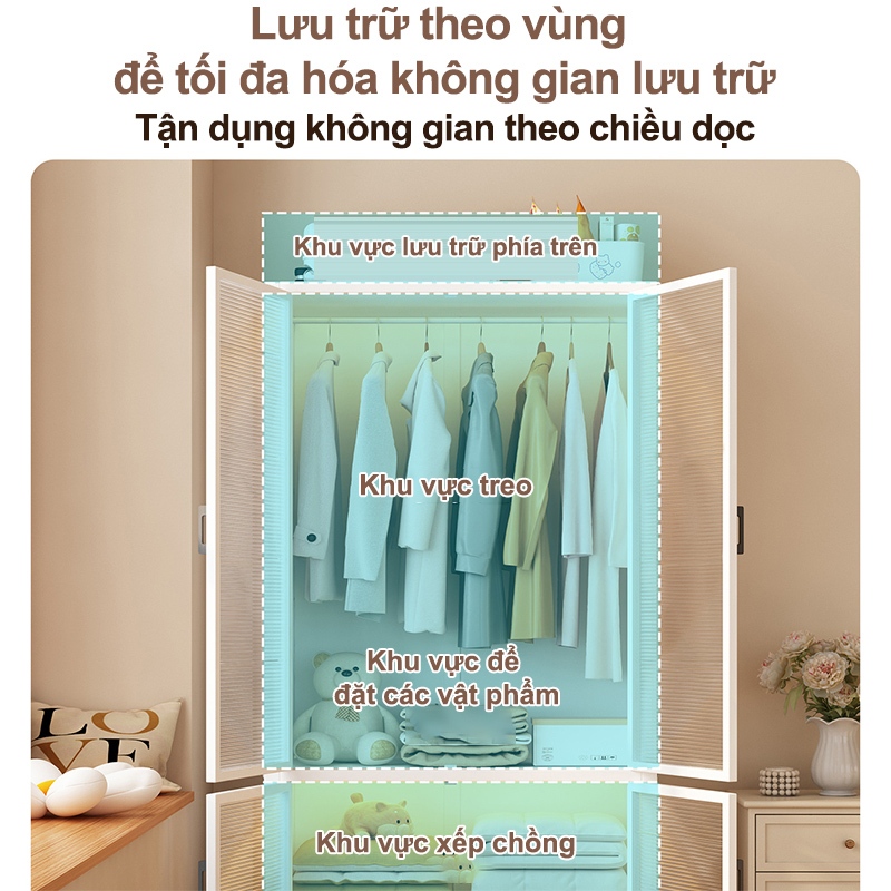 𝐎𝐥𝐢𝐟𝐞 Tủ Quần Áo Chống Bụi Cao Cấptủ Đựng Quần Áo Phòng Ngủ Tủ Quần Áo Lắp Ráp Tủ Lưu Trữ Đa Năng Ổn Định Và Bền Bỉ