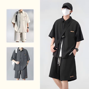 Bộ quần áo sơ mi nam cộc tay cao cấp chất chéo hàn dày dặn thoáng mát phong cách Hàn Quốc B03