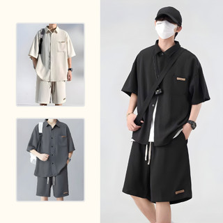 Bộ quần áo sơ mi nam cộc tay cao cấp chất chéo hàn dày dặn thoáng mát phong cách Hàn Quốc B03