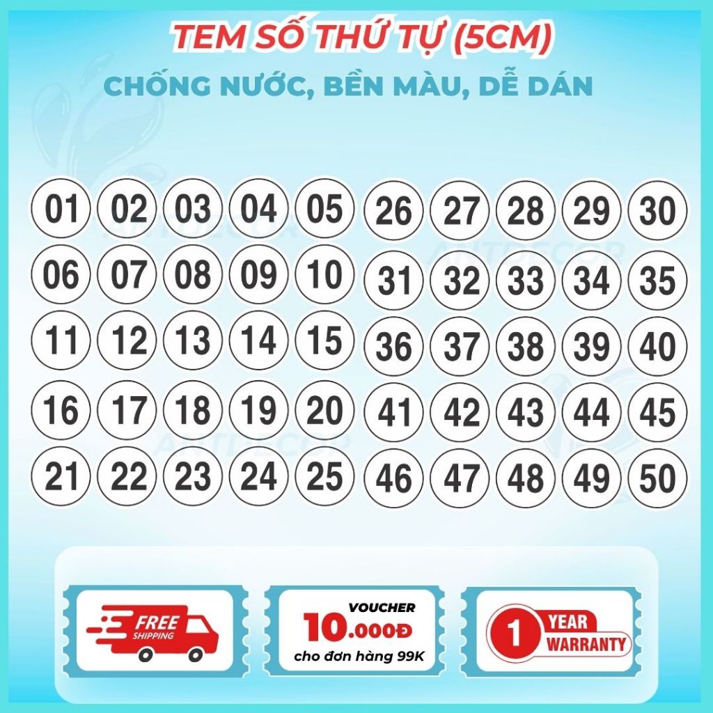 Tem Dán (5cm) Số Từ 1 đến 200 – Giải Pháp Đánh Số Nhanh Chóng và Hiệu Quả