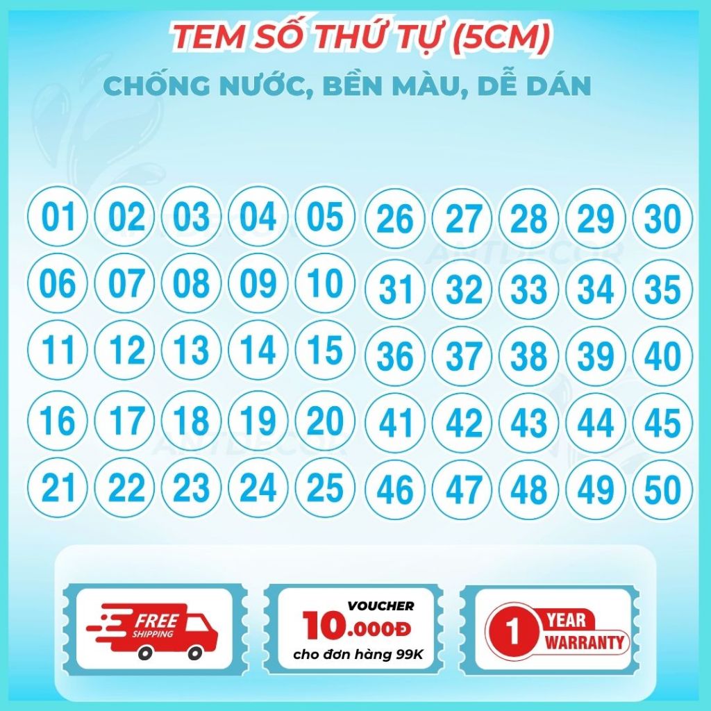 Tem Dán (5cm) Số Từ 1 đến 200 – Giải Pháp Đánh Số Nhanh Chóng và Hiệu Quả
