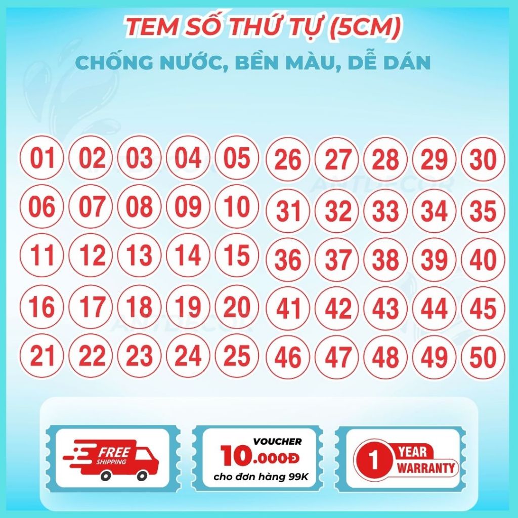 Tem Dán (5cm) Số Từ 1 đến 200 – Giải Pháp Đánh Số Nhanh Chóng và Hiệu Quả