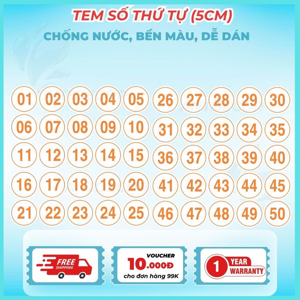 Tem Dán (5cm) Số Từ 1 đến 200 – Giải Pháp Đánh Số Nhanh Chóng và Hiệu Quả