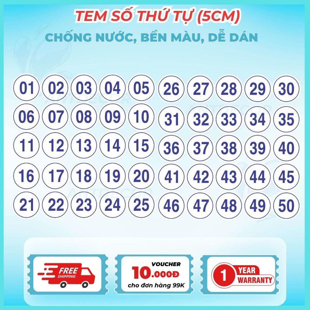 Tem Dán (5cm) Số Từ 1 đến 200 – Giải Pháp Đánh Số Nhanh Chóng và Hiệu Quả