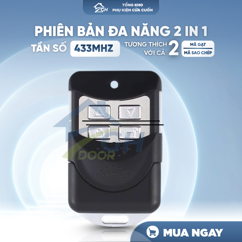 Remote điều khiển tay khiển cửa cuốn GH Door Mã Gạt 8 số 433mhz inox ...