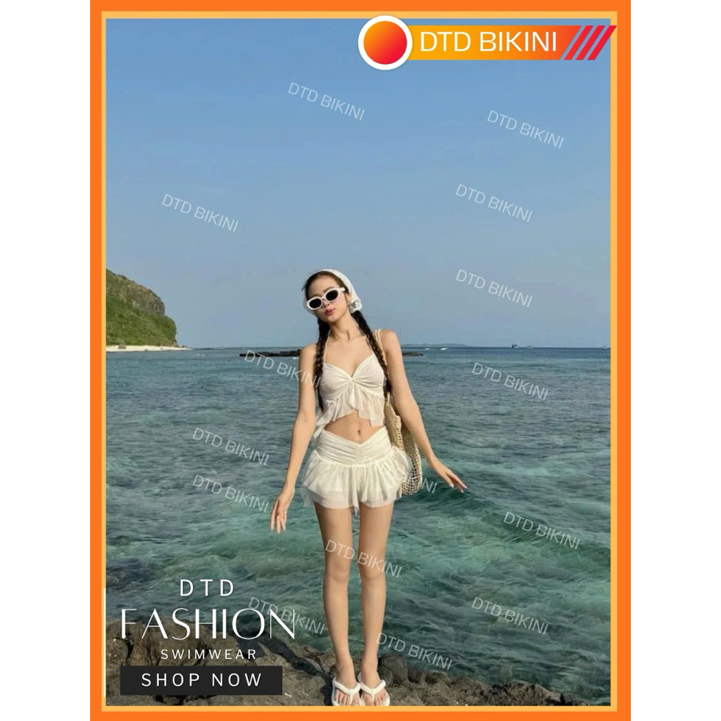 DTD BIKINI – Đồ bơi nữ 2 mảnh phối voan trắng, dáng tiểu thư nhẹ nhàng, tôn dáng đẹp