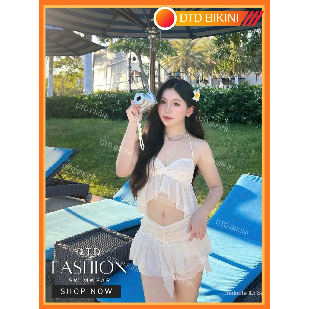 DTD BIKINI – Đồ bơi nữ 2 mảnh phối voan trắng, dáng tiểu thư nhẹ nhàng, tôn dáng đẹp