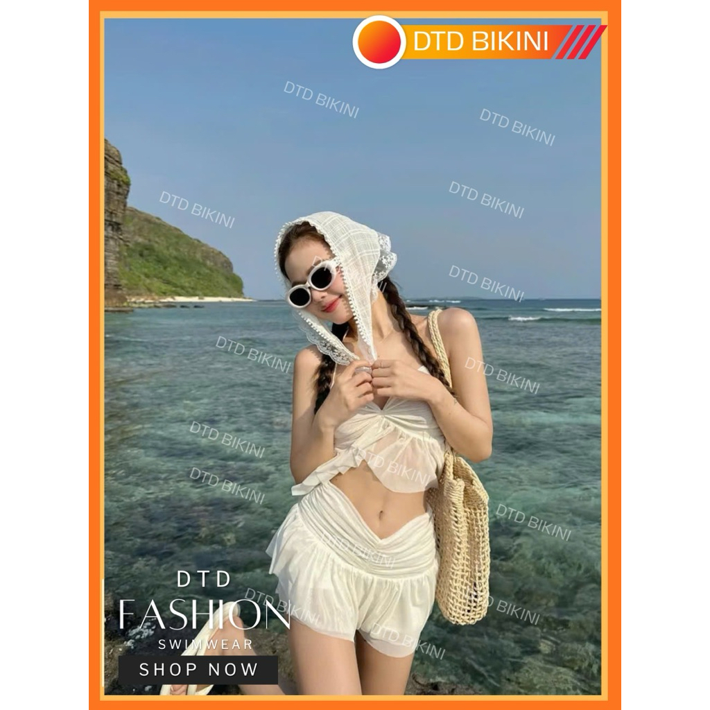 DTD BIKINI – Đồ bơi nữ 2 mảnh phối voan trắng, dáng tiểu thư nhẹ nhàng, tôn dáng đẹp