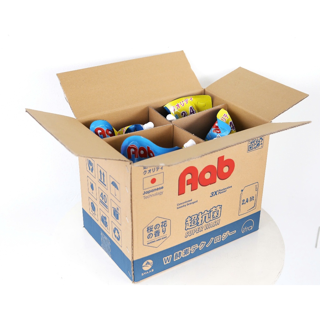 Thùng Nước giặt xả AAB hương ban mai túi 2.4L, Hàng xuất khẩu Nhật Bản