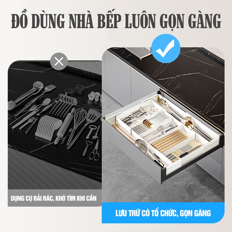 Kaleis Khay Chia Ngăn Đa Năng Có Thể Điều Chỉnh Kích Thước, Dùng Cho Ngăn Kéo Đựng Mỹ Phẩm Hoặc Đũa Muỗng