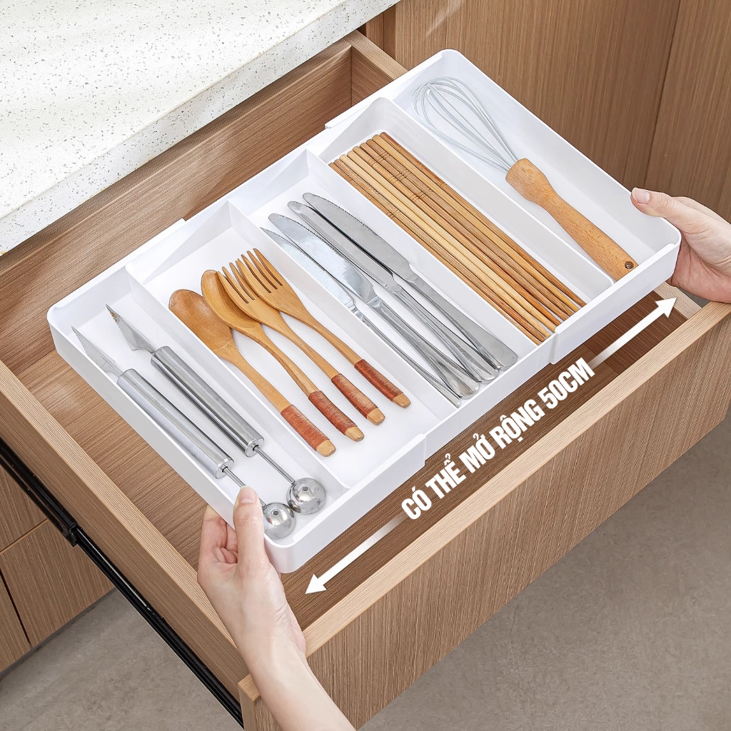 Kaleis Khay Chia Ngăn Đa Năng Có Thể Điều Chỉnh Kích Thước, Dùng Cho Ngăn Kéo Đựng Mỹ Phẩm Hoặc Đũa Muỗng