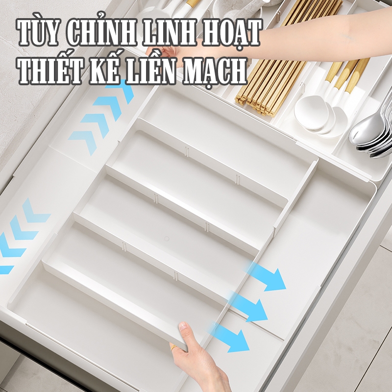 Kaleis Khay Chia Ngăn Đa Năng Có Thể Điều Chỉnh Kích Thước, Dùng Cho Ngăn Kéo Đựng Mỹ Phẩm Hoặc Đũa Muỗng