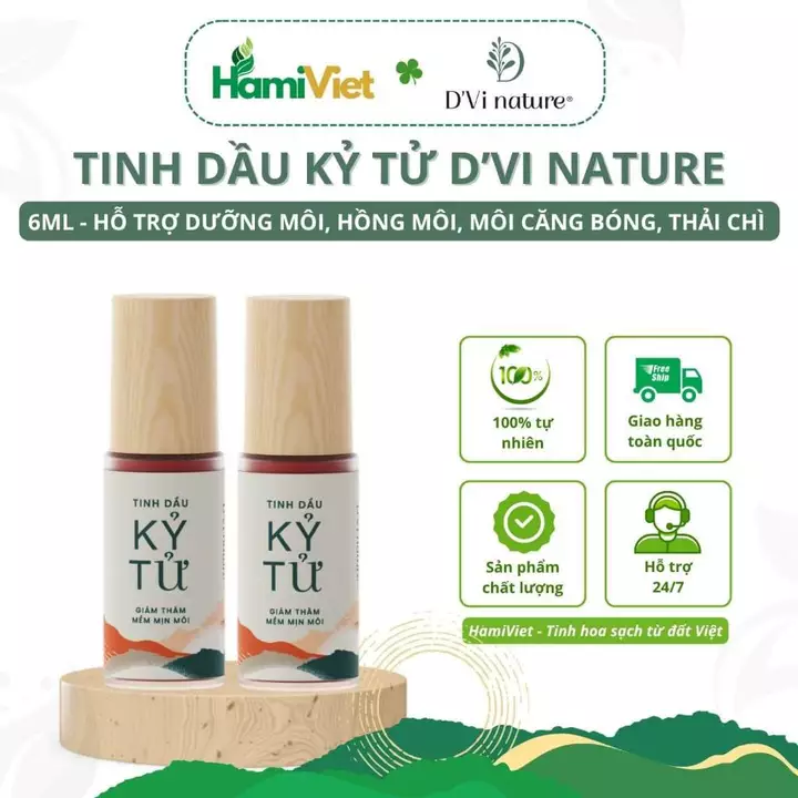 Tinh dầu kỷ tử DVi nature dưỡng môi, hồng môi, nuôi tế bào non, đào thải chì, môi căng bóng hồng hào