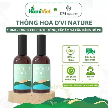 Nước cân bằng thông hoa DVi nature giúp làm sạch da, cấp ẩm, cân bằng độ pH, se khít lỗ chân lông