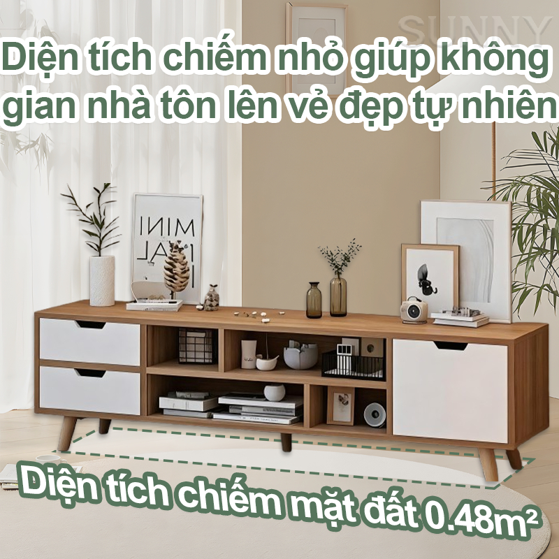 SUNNY Kệ tivi phòng khách gỗ 3 cánh hiện đại tiết kiệm không gian chắc chắn lưu trữ rộng