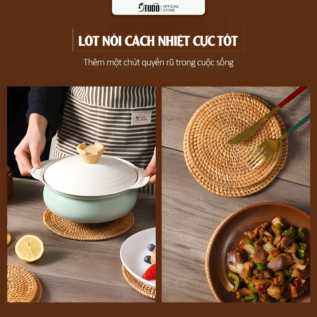 Lót nồi nhiều kích thước - TudoRattan - Thảm trang trí nhà cửa, bàn ăn - Phụ kiện chụp ảnh