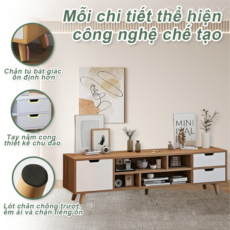 SUNNY Kệ tivi phòng khách gỗ 3 cánh hiện đại tiết kiệm không gian chắc chắn lưu trữ rộng