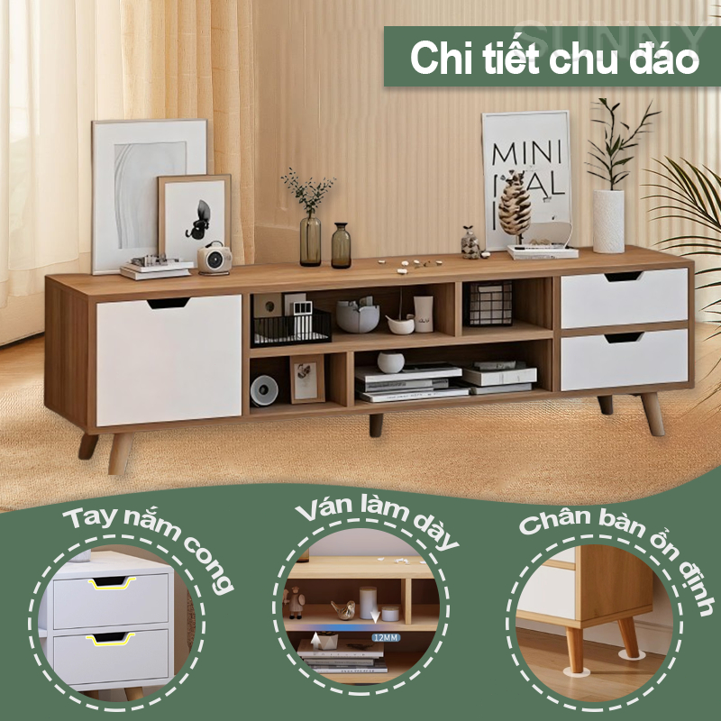 SUNNY Kệ tivi phòng khách gỗ 3 cánh hiện đại tiết kiệm không gian chắc chắn lưu trữ rộng