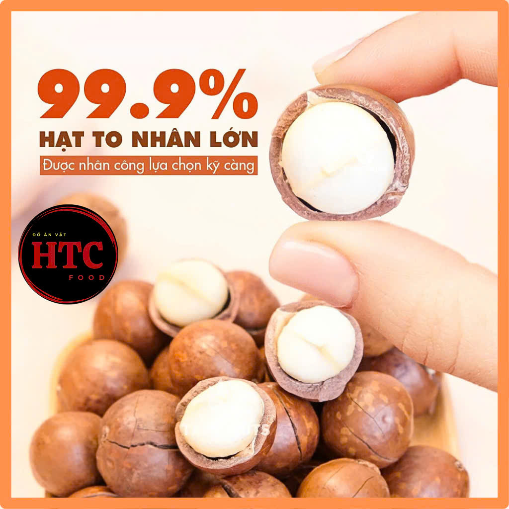 Hạt macca sấy nứt vỏ HTC Food, mắc ca Daklak loại 1, ngũ cốc dinh dưỡng cho mẹ bầu, ăn kiêng, 500g