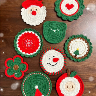 [TIEMNHA.BOSUA] Coaster Crochet|Lót Ly Handmade nhiều mẫu dễ thương quà tặng Giáng sinh NOEL