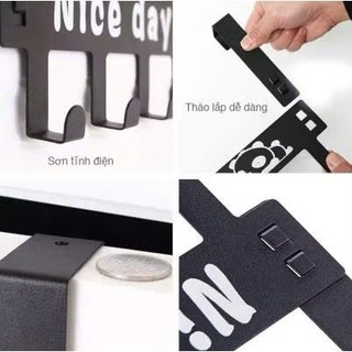 Móc treo quần áo gắn sau cửa Móc Cài Cửa Treo Quần Áo, Khăn Lau, Ô Dù, Túi Ví,6 Móc Nice Day