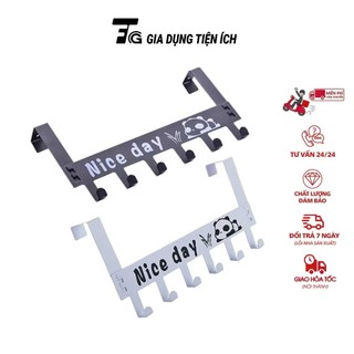 Móc treo quần áo gắn sau cửa Móc Cài Cửa Treo Quần Áo, Khăn Lau, Ô Dù, Túi Ví,6 Móc Nice Day