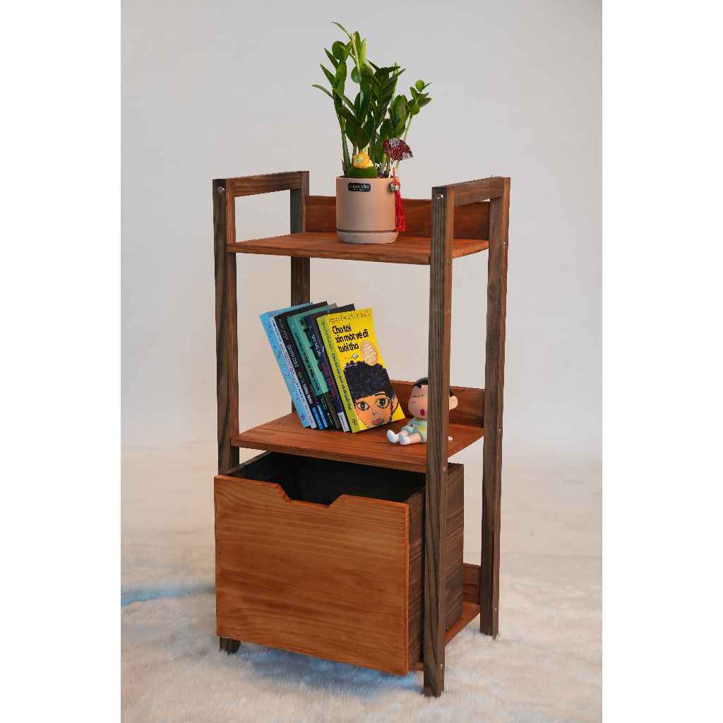 Kệ Để Đồ Đa Năng, Kệ Decor Gỗ Thông Tự Nhiên Đẹp Có Ngăn Kéo Chắc Chắn Chịu Lực Tốt TV-D005