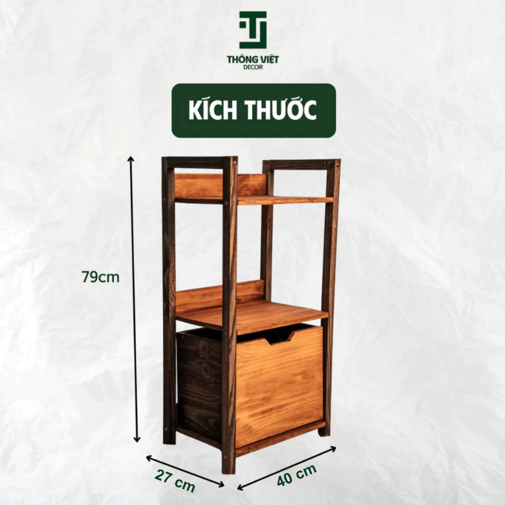 Kệ Để Đồ Đa Năng, Kệ Decor Gỗ Thông Tự Nhiên Đẹp Có Ngăn Kéo Chắc Chắn Chịu Lực Tốt TV-D005