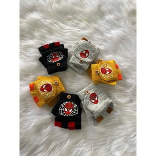 Găng tay giữ ấm mùa đông hoạt hình người nhện hở ngón mùa đông cho bé từ 3-8 tuổi