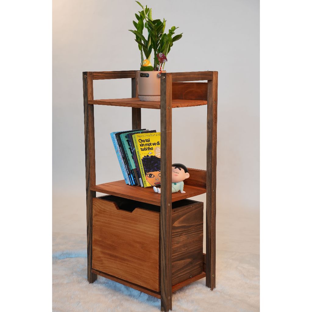 Kệ Để Đồ Đa Năng, Kệ Decor Gỗ Thông Tự Nhiên Đẹp Có Ngăn Kéo Chắc Chắn Chịu Lực Tốt TV-D005