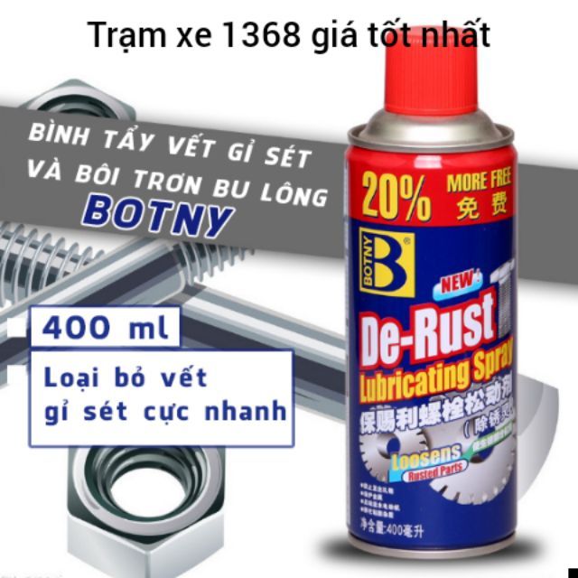 Dung Dịch Bôi Trơn Phá Rỉ Sét Bảo Vệ Bề Mặt Kim Loại Botny De-Rust 400ml