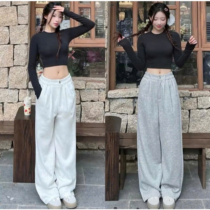 [Peinn]Quần Nỉ Ống Rộng Dài Thể Thao Nữ Xưởng May Song Anh - Vải Nỉ Ép Mịn Dày Dặn, Phong Cách Cá Tính.