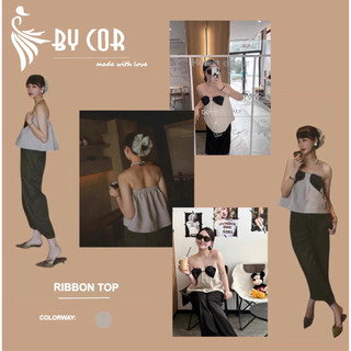 Ribbon Top /By Cor/  Áo cúp không mút ngực phối nơ đen