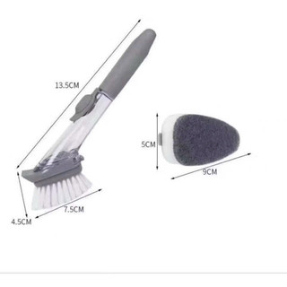 Bàn Chải Cọ Rửa Chén Bát Xoong Nồi, Cây Cọ Chà Rửa Nồi Xoong 2in1 Có Chỗ Đựng Nước Rửa Chén