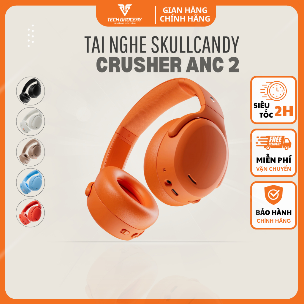Tai nghe Headphones Skullcandy Crusher ANC2 chụp tai chống ồn chủ động,bass rung-Bảo hành chính hãng 12 Tháng