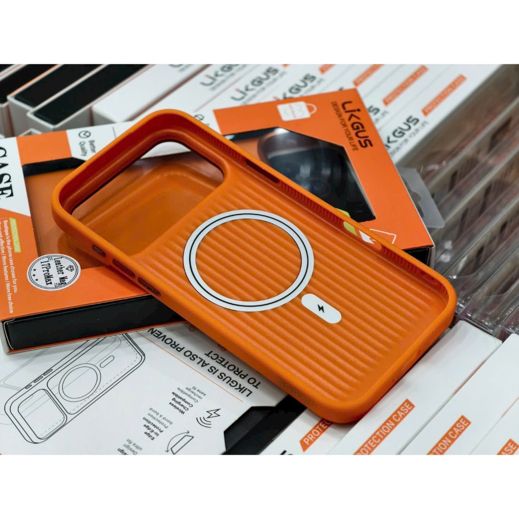 ỐP da Likgus Leather Magnetic chất liệu cao cấp hỗ trợ sạc không dây cho IPhone 17Promax 17Pro