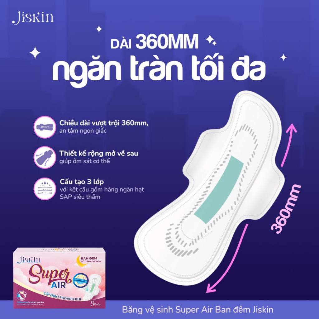 Băng vệ sinh Jiskin bạc hà siêu mỏng, Siêu thấm hút, Không hằm bí, phù hợp với làn da nhạy cảm