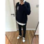 ⚡️[Hight Quality] Áo Len Cổ Tròn Nam Nữ \/ Black Ready To Wear - Điểm Nhấn Chữ Chữ Thêu Phối Đá Vai Cao Cấp