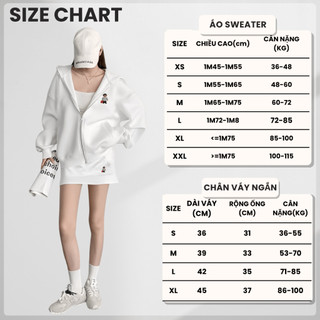 Set Bộ Nỉ Nữ Thu Đông CHEPOL Cổ Khóa, In Chú Gấu, Chất Nỉ Chân Cua Cao Cấp ( Áo Hoodie Khóa + Chân Váy Nỉ) -CP_xx441