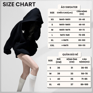 Set Bộ Nỉ Nữ Thu Đông CHEPOL Mũ Trùm Đầu, In Chú Mèo, Chất Nỉ Chân Cua Cao Cấp ( Áo Hoodie Đen + Quần Đùi Đen )-CP_xx535