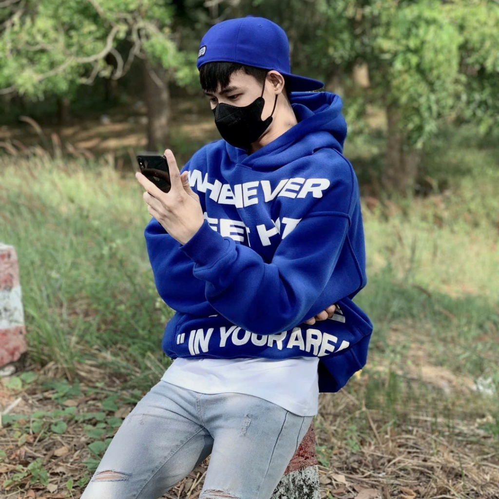 Áo hoddie Whenever form rộng mũ trùm in nổi , Áo khoác nam nữ fom Boxy 3 màu phong cách hàn quốc SSL