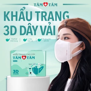 Hộp 50 cái khẩu trang thời trang 3D TÂM TÂM 3 lớp bảo vệ, quai đeo mềm mại, ngăn bụi
