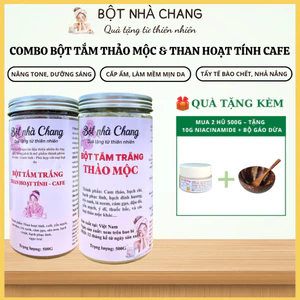 Bột tắm Thảo Mộc Sáng Da + Bột tắm Than Hoạt Tính Cafe tẩy tế bào chết - Bột nhả nắng