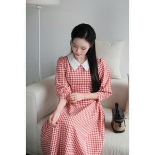 Váy Caro Cổ Sen Dáng Dài 2 Lớp, Thanh Lịch, Nữ Tính - Mio Lady VA020