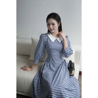 Váy Caro Cổ Sen Dáng Dài 2 Lớp, Thanh Lịch, Nữ Tính - Mio Lady VA020