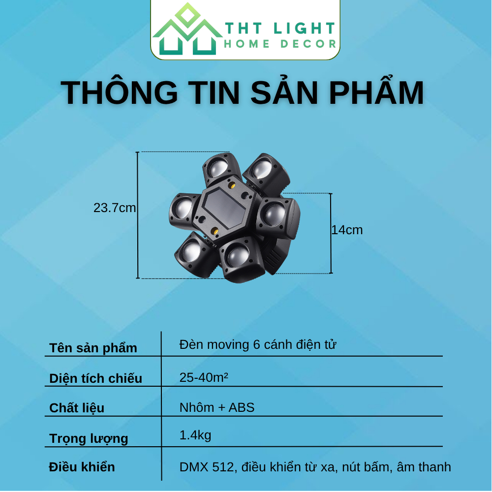 Đèn Sân Khấu Moving 6 cánh CHILNEXX đèn đánh tia đảo 360 phù hợp phòng bar hát karaoke sân khấu tiệc cưới