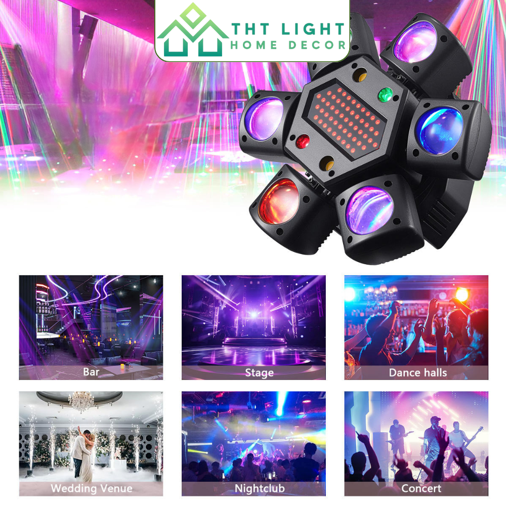 Đèn Sân Khấu Moving 6 cánh CHILNEXX đèn đánh tia đảo 360 phù hợp phòng bar hát karaoke sân khấu tiệc cưới