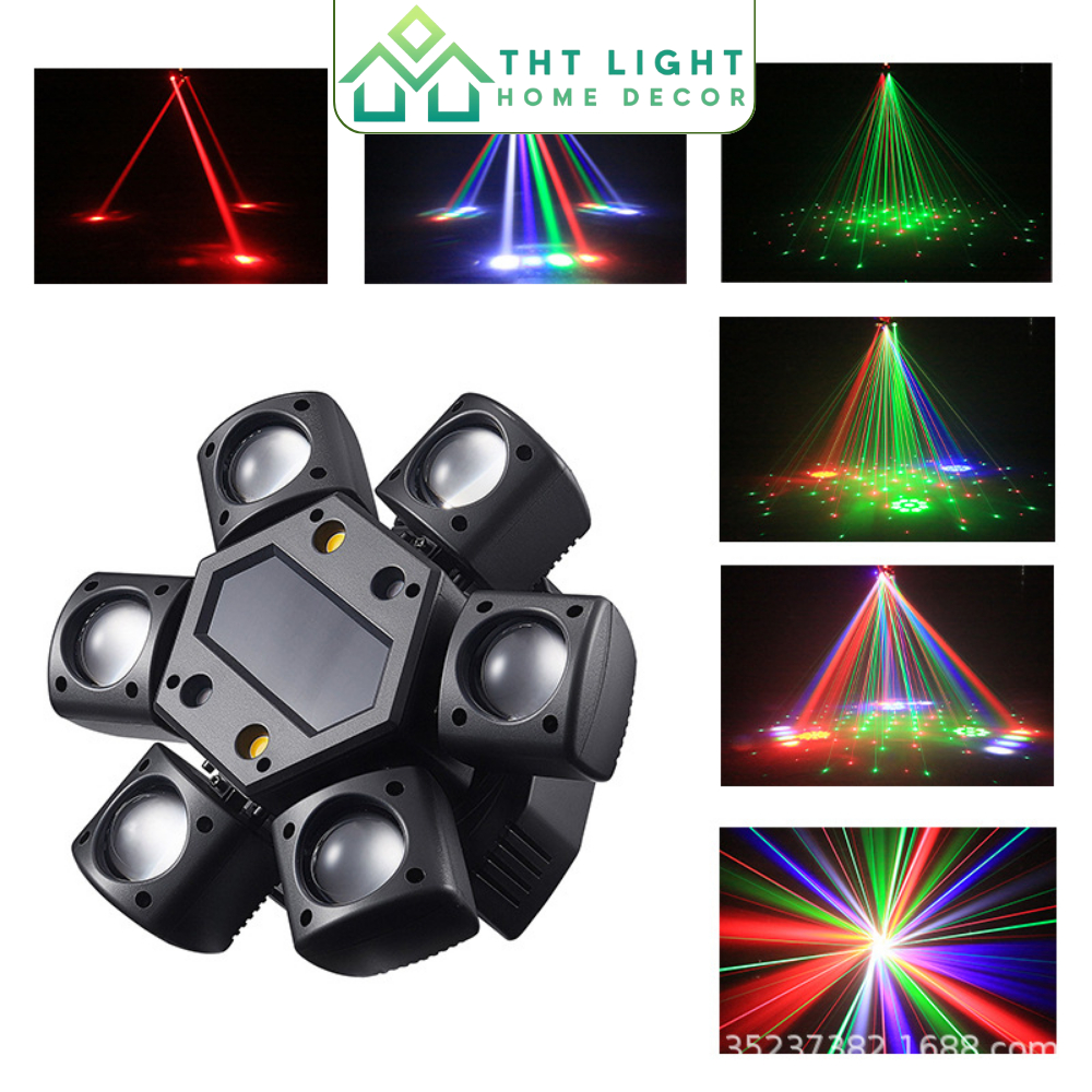 Đèn Sân Khấu Moving 6 cánh CHILNEXX đèn đánh tia đảo 360 phù hợp phòng bar hát karaoke sân khấu tiệc cưới