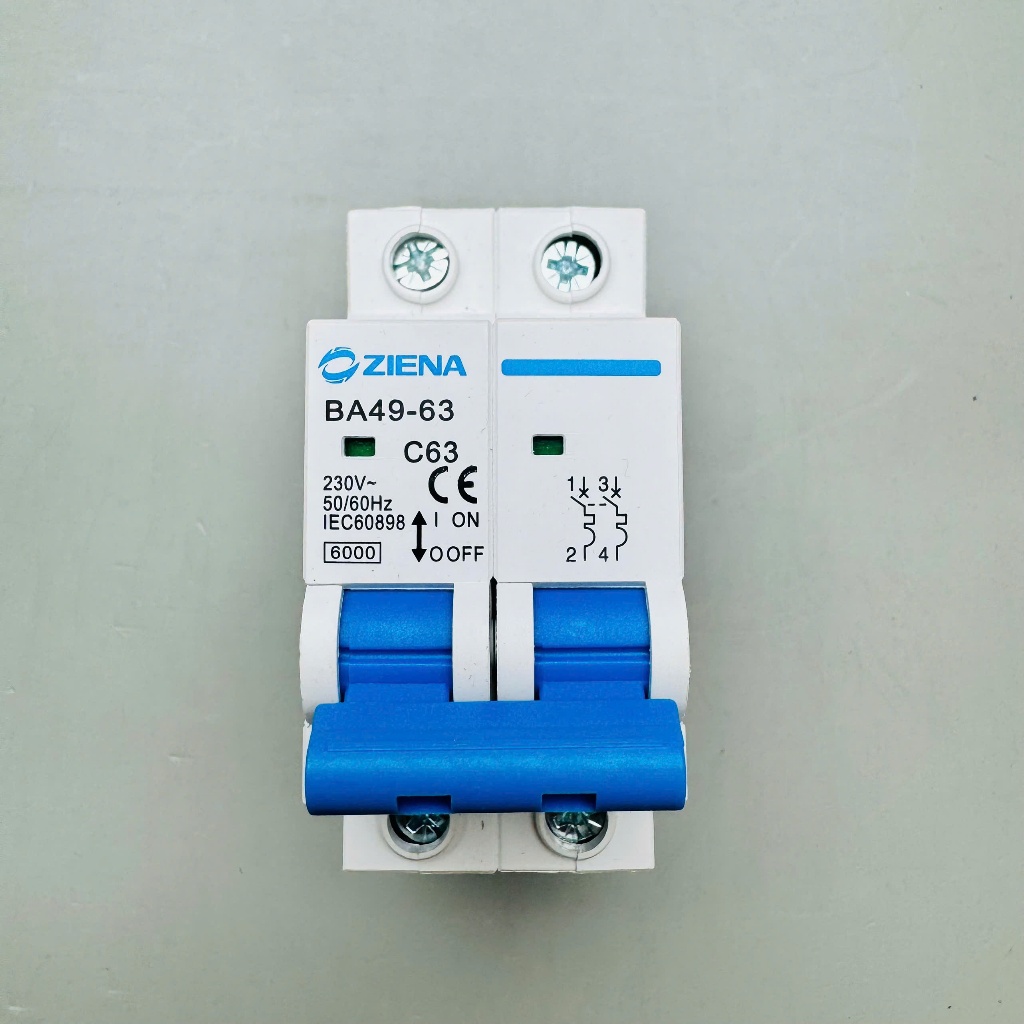 Aptomat cầu dao chống quá tải Ziena BA49-63A AC 220V 2P | Shopee Việt Nam